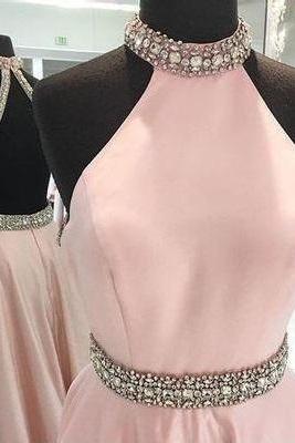 Dusty Pink Prom Dress Ball Gown Prom Dress Long Prom Dress Backless Prom Dress,pl0142