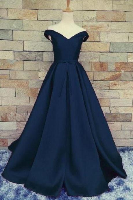 Navy Blue Prom Dress Ball Gown Prom Dress Long Prom Dress Off Shoulders 2021 Prom Dress,pl0144