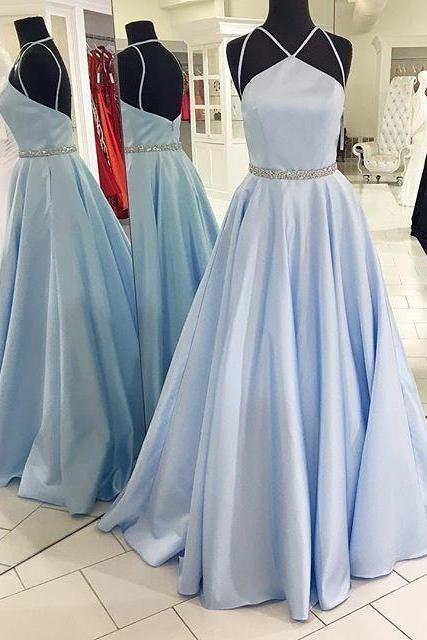 Pale Light Blue Prom Dress Ball Gown Prom Dress Long Disney Prom Dress,pl0147
