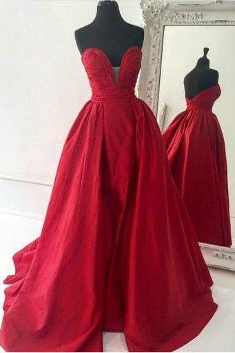 Deep V Neck Prom Dress,quinceanera Dresses,red Prom Dress,ball Gown Prom Dress,pl0151