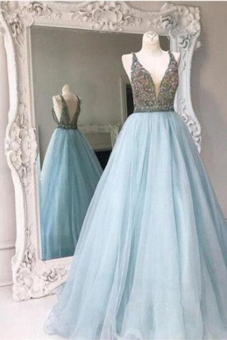 Disney Prom Dress,Cinderella Prom Dress,Ball Gown Prom Dress,Blue Prom Dress,PL0161