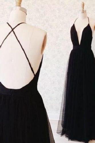 Black Prom Dress,long Prom Dress,backless Prom Dress, Long Homecoming Dress,pl0166