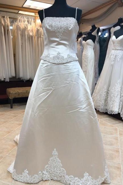 Oyster Satin A-line Gown Formal Wedding Dress,pl0211