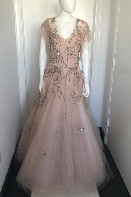 Rose Tulle Embellished Gown Formal Wedding Dress,pl0229