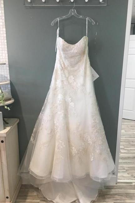 Ivory Champagne Lace Formal Wedding Dress,pl0253