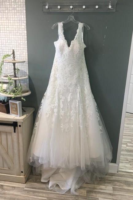 Ivory Lace Formal Wedding Dress,pl0257