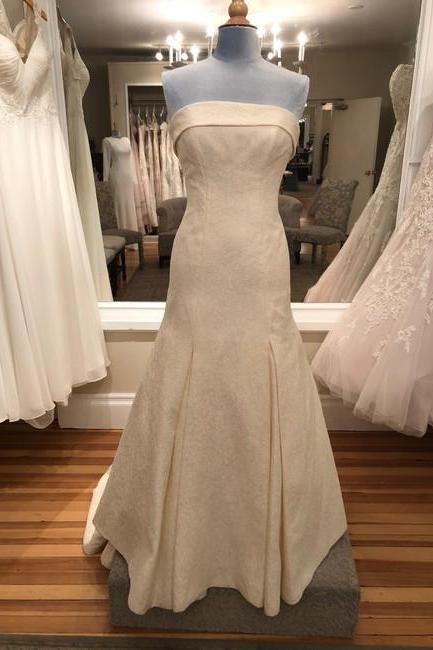Ivory Italian Brocade Portland Formal Wedding Dress,pl0278