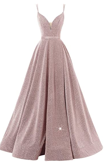 Women's Glittery Spaghetti V-neck Prom Dresses Long Side Split Formal Evening Gowns,pl0305