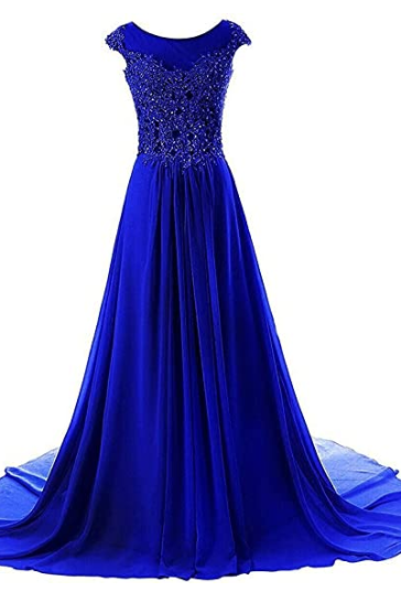 Prom Dress Long Formal Evening Gowns Lace Bridesmaid Dress Chiffon Prom Dresses Cap Sleeve,pl0307