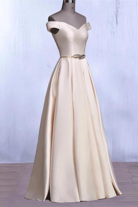 Elegant Off The Shoulder Satin Long Prom Dresses Formal Evening Gowns Bridesmaid Dress,pl0320
