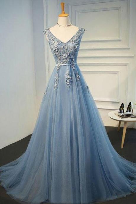 Fashion Top See Through Lace Appliques V Neck Long Formal Prom Dresses Evening Grad Dress,pl0371