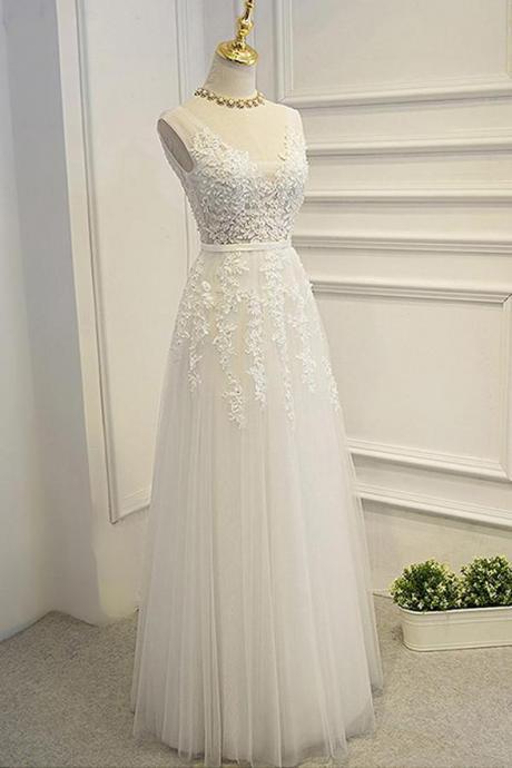 Open Back A Line Floor Length High Quality Lace Appliques Bridal Wedding Dresses Prom Dress ,pl0396