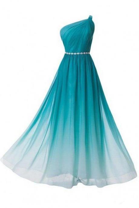 Peacock Green Gradient Chiffon Prom Dresses Party Gowns Bridesmaid Dress ,pl0450