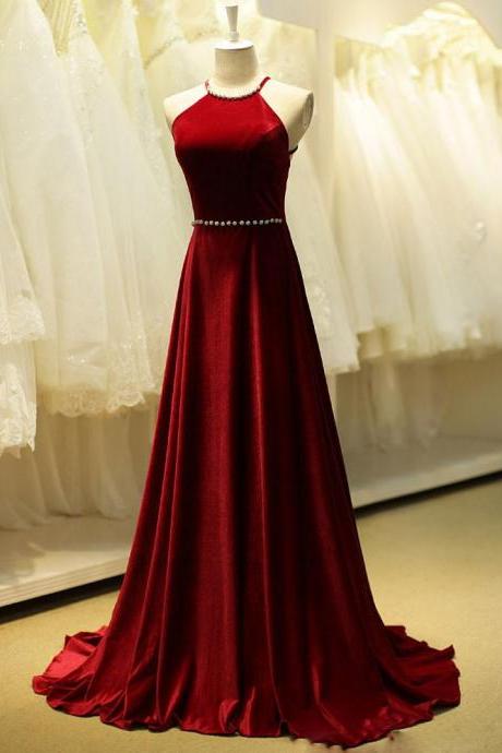Red Velvet Long Formal Evening Dresss,pl0485
