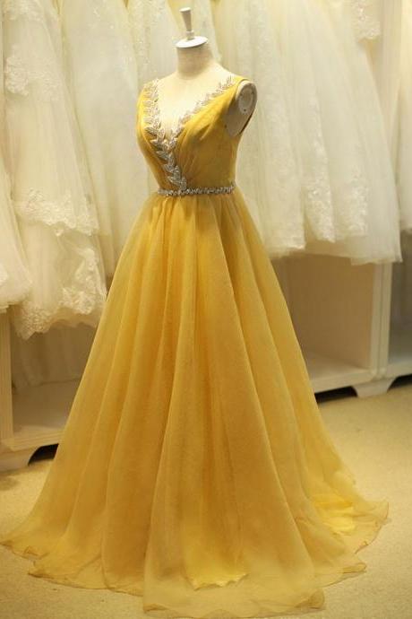 Yellow Ball Gown Prom Formal Dress,pl0486
