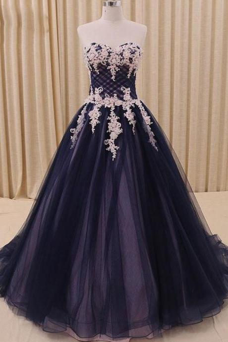 Navy Tulle Ball Gown Formal Prom Dress,pl0510