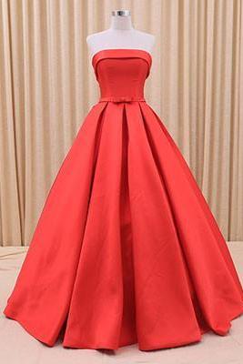 Strapless Red Ball Gown Formal Dress With Chic Bow,pl0526