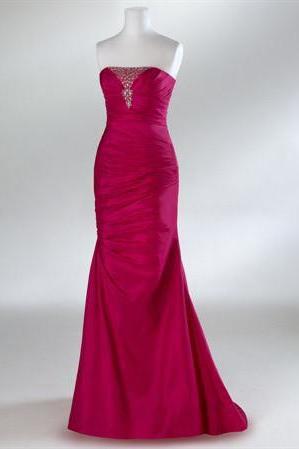 Fuschia Pink Sleek Classy Formal Prom Graduation Dress,pl0542