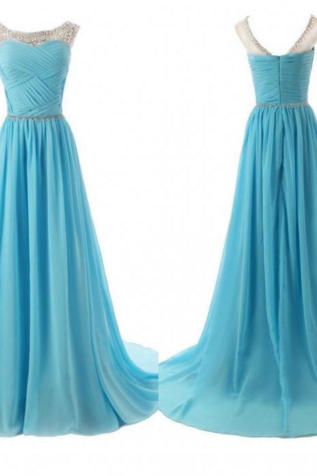 Blue Prom Gown,prom Dress Long,fashion Prom Dress,chiffon Prom Dress,2021 Prom Dress,pl0559