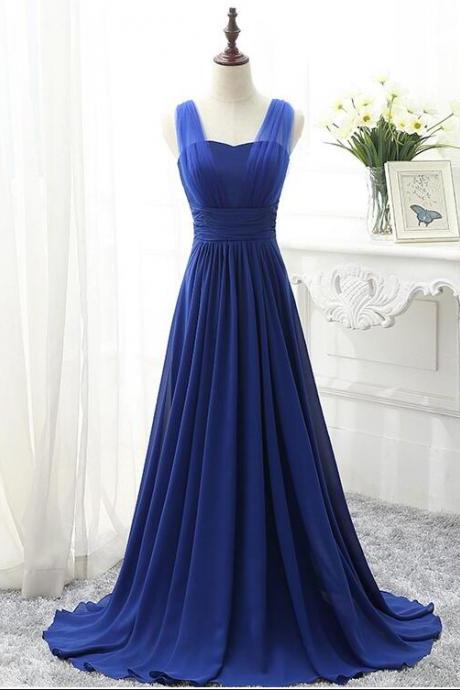 Pretty Royal Blue Long Party Dress, A-line Bridesmaid Dress,PL0575