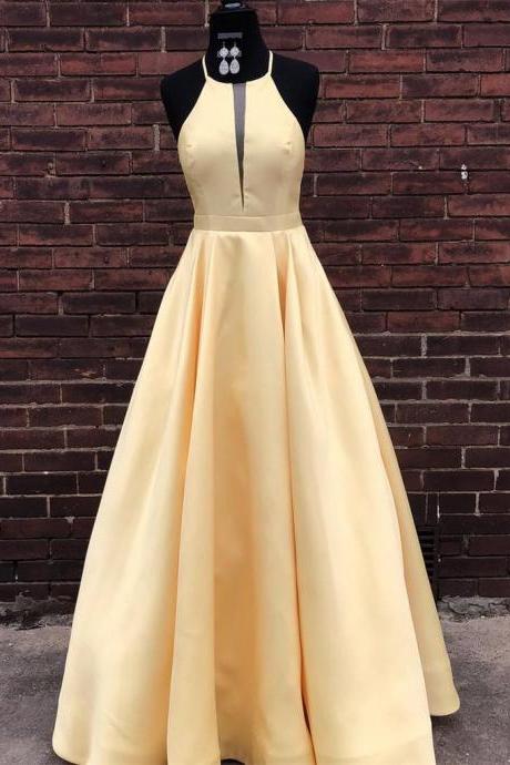 Simple Satin Jewel Floor-length A-line Prom Dresses,pl0632