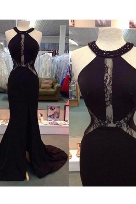Mermaid Chiffon Prom Dress Black Long Prom Dress,pl0710