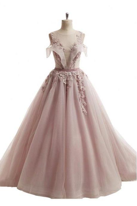 Tulle Prom Dress Modest Long Prom Dress,pl0722