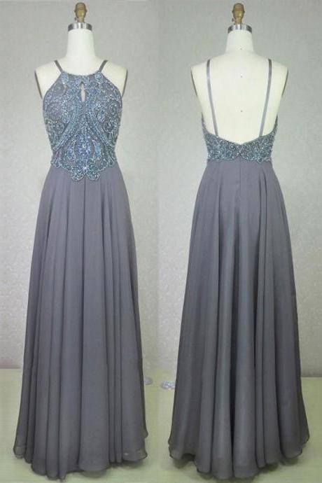 Chic A Line Prom Dress Modest Beautiful Long Silver Prom Dress,pl0732