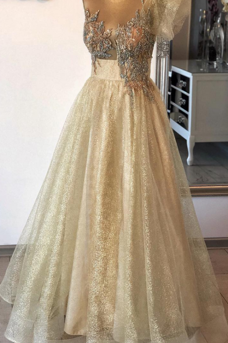 Shining Applique Long Formal Prom Dress,pl0883
