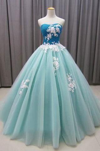 Sweetheart Neckline Ball Gown Prom Dress With Appliques Lace,pl0931