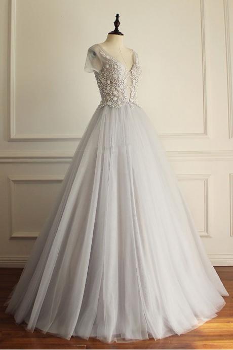 A-line Evening Dresses,applique Lace Evening Party Dress ,sexy Formal Evening Dress,pl0934