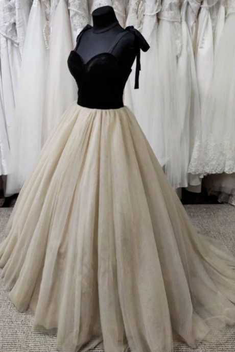 Black Velvet And Tulle Prom Dress Evening Dress,pl0939