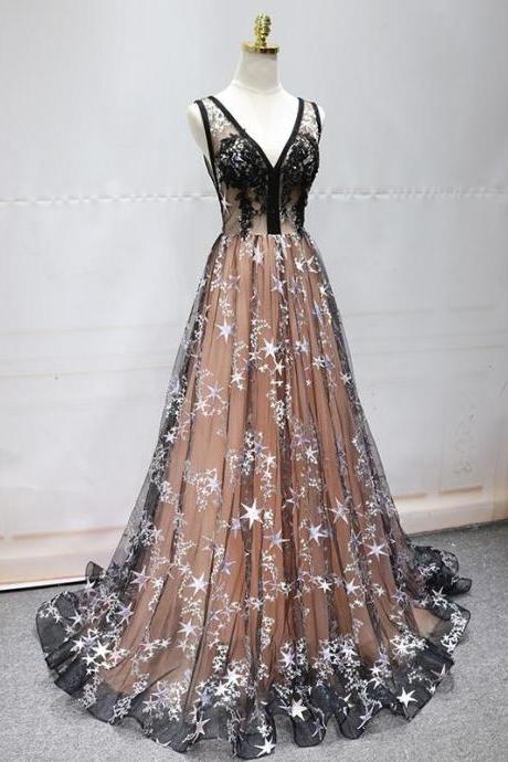 Black Lace Prom Dress Vintage African Long Prom Dress,pl0955
