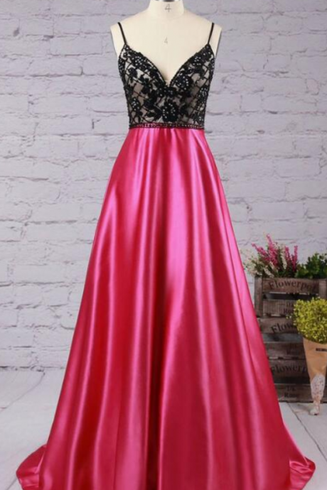 Custom Made Pink V-neckline Satin Bridesmaid Dress, Prom Dress With Appliques,pl0959
