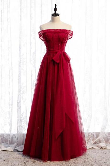 Fancy Tulle Off The Shoulder Beading Prom Dress,pl1248