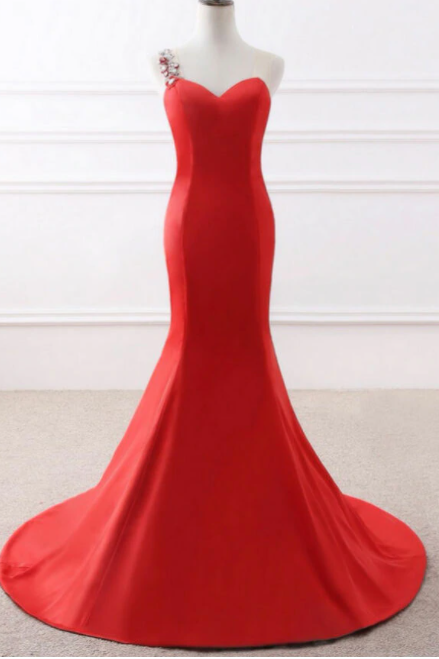 Evening Dresses Red Elegant Floor-length Party Prom Dress With Bow,pl1472
