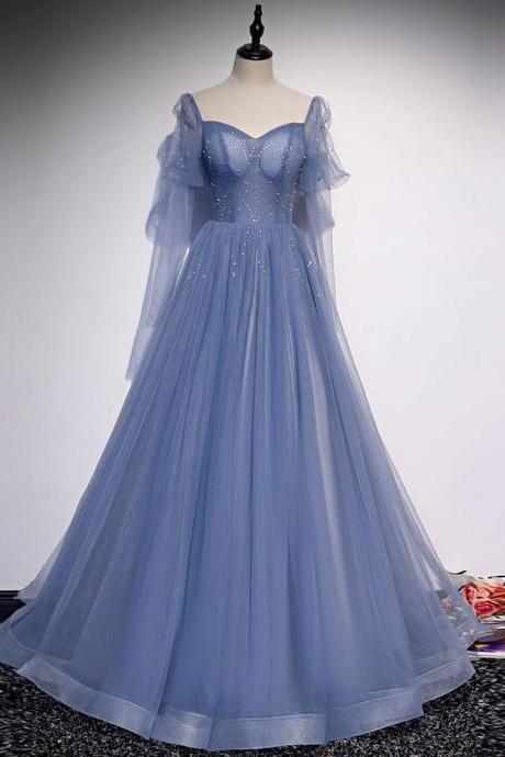 Blue Tulle Sweetheart Long Prom Dress Blue Tulle Formal Dress,pl1506