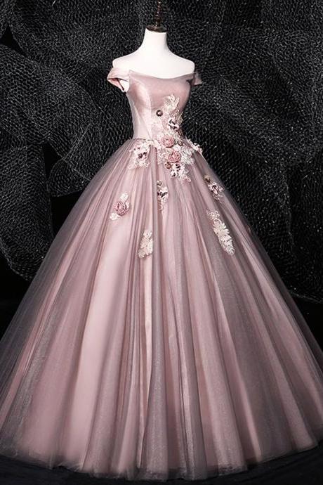 Dark Pink Tulle Lace Long Prom Dress Tulle Lace Evening Dress,pl1545