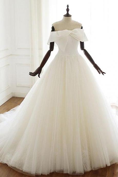 White tulle long prom dress white tulle wedding dress,PL1563