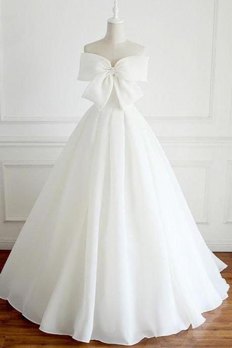 White sweetheart long prom dress, white formal dress,PL1565