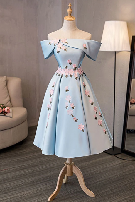 Blue Cute Short Prom Dress, Blue Homecoming Dress,pl1614