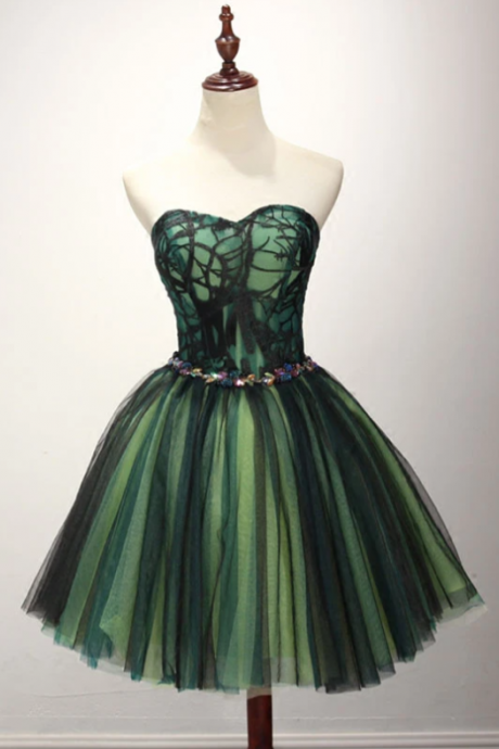 Stylish tulle lace short prom dress, cute evening dress,PL1651