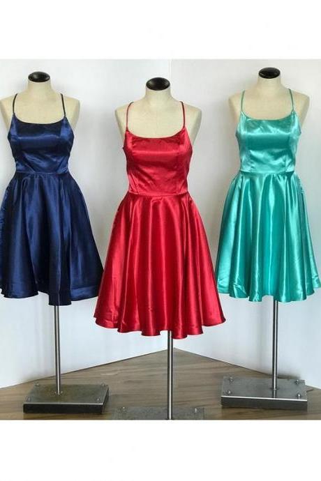 Satin Homecoming Dresses A-line Short Party Gowns,pl1662