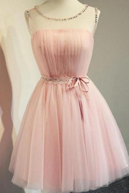 Eye-catching Tulle Scoop Neckline A-line Homecoming Dresses,pl1665