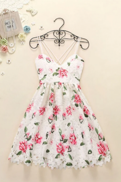 Lace Homecoming Dress Floral Homecoming Dress,pl1719