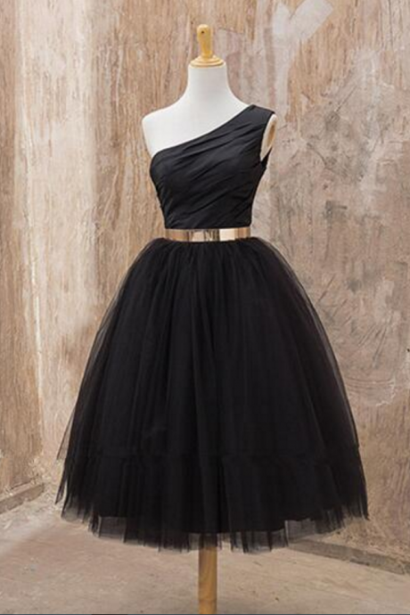 One shoulder Homecoming dress, Black homecoming dress, short homecoming dress, homecoming dress,PL1770