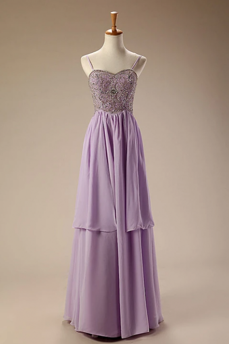 Purple Chiffon Long Formal Dress With Jeweled Top,pl1826