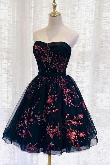 Lovely Black Sweetheart Short Homecoming Dress ,pl1854