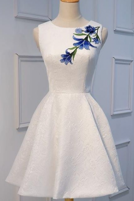 Unique White Lace Applique Short Homecoming Dresses ,pl1874