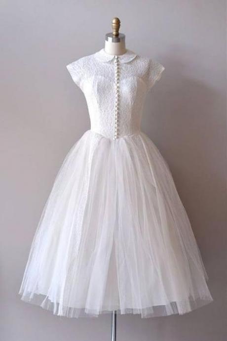 Vintage White Homecoming Dress,pl1883